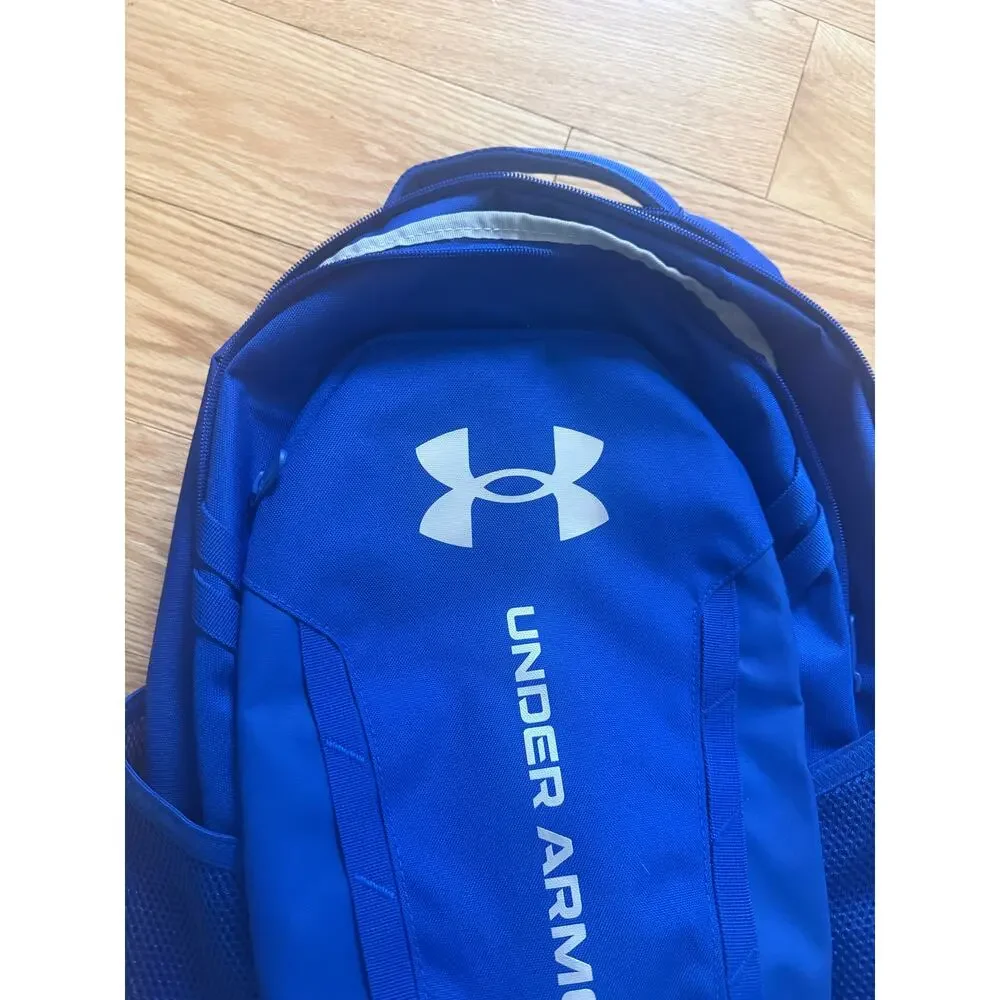 Royal Blue Under Armour Hustle 6.0 Backpack White Logo